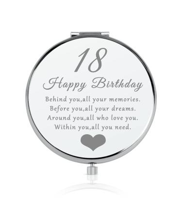 18th Birthday Gift for 18 Years Old Girls  Happy 18th Birthday Gift for Sister Niece Daughter Bestie  Folding Makeup Mirror for Her  Present Idea for Girls Turning 18 Years Old  18th Bday Gift for Her