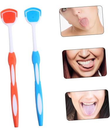 Lurrose Metal Spatula Set - 6 Stainless Steel Tongue Cleaners & Brushes | Effective Oral Hygiene Tools for Adults | Durable Orange & Blue Design - Buy Online on GoSupps.com