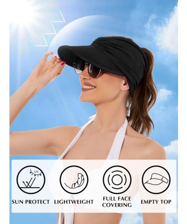 Komorebi Women's UV Protection Sun Hat with Wide Brim and Ponytail Opening - Black, One Size - Buy Online on GoSupps.com