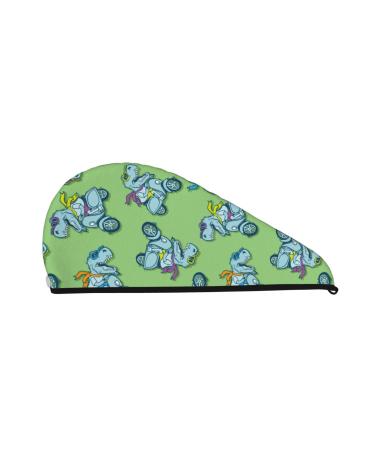 Motorcycle Riding Dinosaur Microfiber Hair Towel Soft Super Absorbent Hair Towel Wrap for Women Coral Velvet Quick Dry Hair Cap for Long Curly and Thick Hair