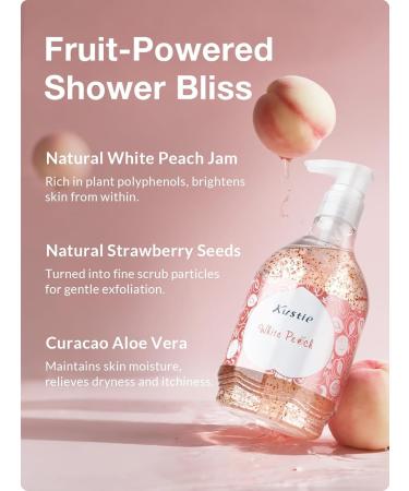 Kustie Peach Jam Body Wash with Real Peach Extract Strawberry Seeds & Aloe Gentle Exfoliating Shower Gel for Sensitive Dry Skin Deep Clean Fruity Scent & Hydrating Formula 19.6 fl oz - Buy Online on GoSupps.com