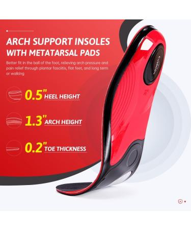 Plantar Fasciitis Arch Support Insoles for Men & Women | Heavy Duty Pain Relief Orthotics for Flat Feet | Upgrade Comfort for Work Boots | Black - Size M:10.9 (Men 8-9.5/Women 9-10.5 - Buy Online on GoSupps.com