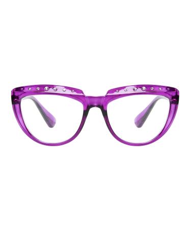 Eyekepper Reading Glasses for Women Rhinestone Reading Glasses Oversize Half Moon Design Glasses Purple 2.5 x