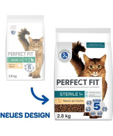 Perfect Fit Sterile Adult Dry Cat Food - Chicken for Sterilized Cats 1 Year+ 2.8 kg (3 Bags) & 8.4 kg (1 Pack) - International Shipping Available - Buy Online on GoSupps.com