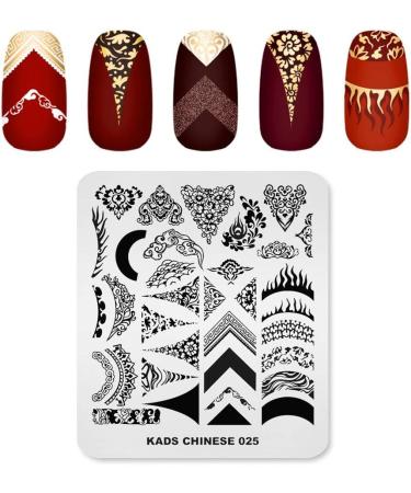 KADS Nail Stamping Plate Chinese Style Nail Art Stamp Template bamboo Lotus DIY Image Template Manicure Stamping Plate Stencil Tools (CN025) - Buy Online on GoSupps.com