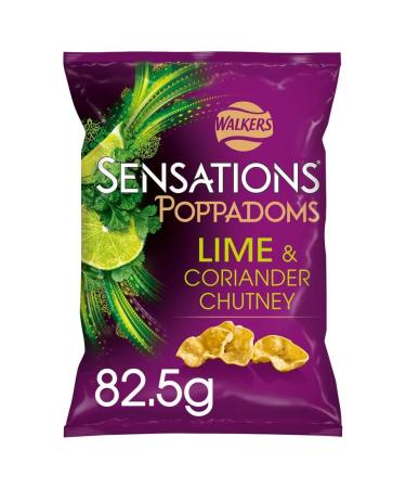 Walkers Sensations Poppadoms Lime & Coriander Sharing Bag (82.5gX2) | Suitable for vegetarians | Bag for sharing | Light & crispy texture | No MSG - Buy Online on GoSupps.com