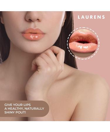 Skincare By Laurens Tinted Lip Oil - Ultra-Hydrating Lip Care Oil with Shea Butter, Jojoba Seed & Vitamin E - Peach Color Lip Moisturizer - Buy Online on GoSupps.com