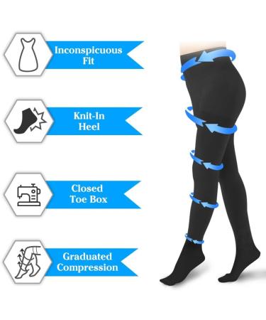 Shop Varicose Veins Compression Pantyhose 20-30 mmHg - Closed Toe Support Hose Black Small | International Shipping Available - Buy Online on GoSupps.com
