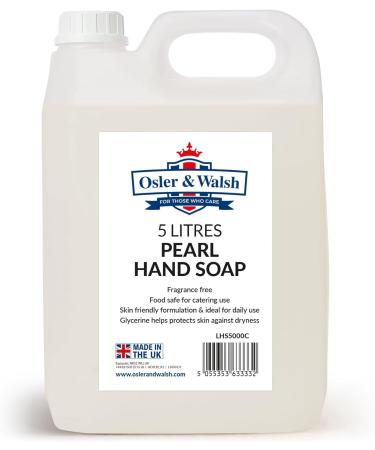 Osler & Walsh 5 Litre Pearl Hand Soap Lightly Fragranced Hand Wash for Home School and the Workplace. Hydrates & Softens Skin Non-Sticky Liquid Hand Soap Protects Skin From Dryness Unfragranced being reintroduced soon! Watch this space 1 count (Pack of 1)
