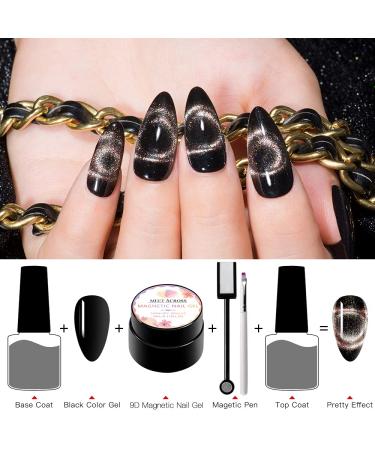 MEET ACROSS 9D Cat Eye Gel Nail Polish Set - Chameleon Magnetic Soak Off UV LED 7 Color Gel with Magnet Stick and Brush - Buy Online on GoSupps.com
