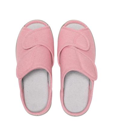 Womens Diabetic Edema Slippers Adjustable Strap Extra Wide Width Sandals Shoes for Diabetic Flat Feet Swollen Feet Pink XS X-Small Pink