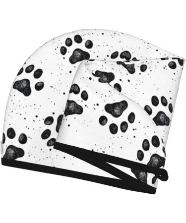 Dog Paw Pattern Coral Velvet Dry Hair Cap | Unisex Wet Towel Wrap for Bathroom Pool Party Beach & Home - Shop Now - Buy Online on GoSupps.com