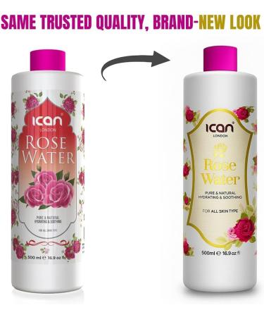 ICAN 100% Natural Rose Water - Hydrating and Purifying (1000ml) - Buy Online on GoSupps.com