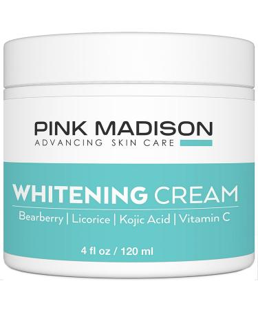 Pink Madison Skin Lightening Cream with Kojic Acid Vitamin C Hyaluronic Acid. Natural Brightening Lotion for Melasma Hyperpigmentation and Dark Skin Age Spots