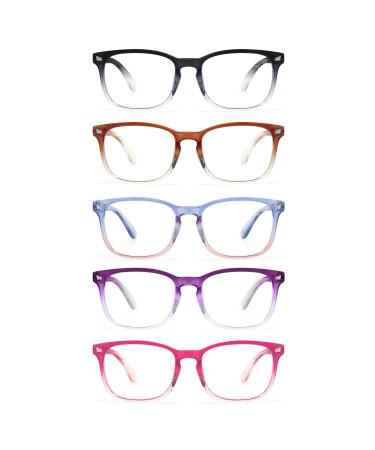 CCVOO 5 Pack Reading Glasses Blue Light Blocking Women/Men Anti UV Ray/Glare Readers Fashion Eyeglasses with Spring Hinge (B3 Mix 1.50)