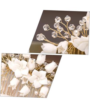 FRCOLOR Wedding Hair Comb Bridal Hair Comb White Bride Zircon Flowers Wedding Hair Piece - Buy Online on GoSupps.com