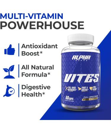 Alpha Supps Vites Men's Multivitamin Complete Daily Supplement with Fruits Veggies Energy Immune & Prostate Support - Daily Whole Food Vitamins with Antioxidants and Digestive Enzymes - Buy Online on GoSupps.com