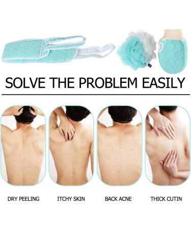 Exfoliating Bath Towel & Loofah Set - Back Bathing Sponge & Glove for Women | Shower Essentials in Blue & Green - Buy Online on GoSupps.com