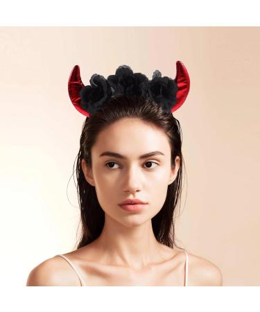 Beaupretty Halloween Horn Headband Horn Flower Headbands Gothic Black Horn Devil Hair Accessories for Halloween Costume - Buy Online on GoSupps.com