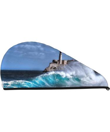 Lighthouse in Havana Microfiber Hair Towel | Soft Absorbent Coral Velvet Wrap for Women - Quick Drying for Long Curly & Thick Hair - Buy Online on GoSupps.com