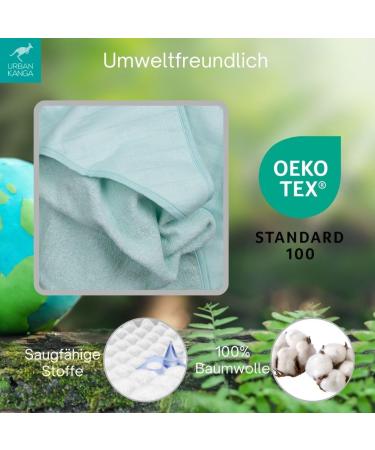 Urban Kanga Hooded Baby Towel - Double-Sided Oeko-Tex 100% Cotton Muslin (Mint) | Soft & Safe International Shipping - Buy Online on GoSupps.com