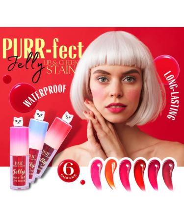 Buy 6 Full Set Cutty Cat Purr-Fect Jelly Cheek & Lip Tint Gloss - Waterproof & Zipper Bag in Pink | International Shipping - Buy Online on GoSupps.com