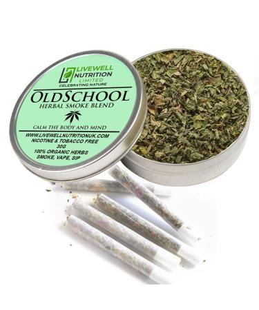 Organic Herbal Smoke Mix (Oldschool) Peace & Calming Herbs Formulated with Full Body Notes of Freshness 30g