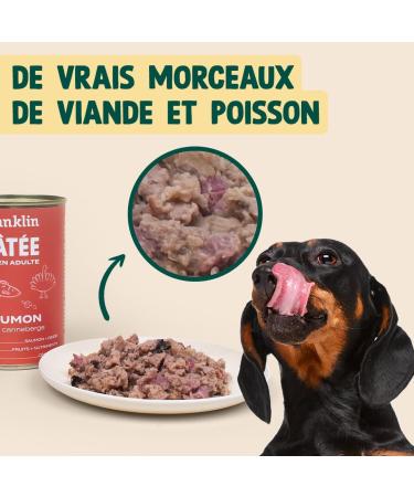 Franklin Dog Pate 6x400g Tin Format with 70% Salmon and Turkey Weight Control & Coat Shine - Buy Online on GoSupps.com