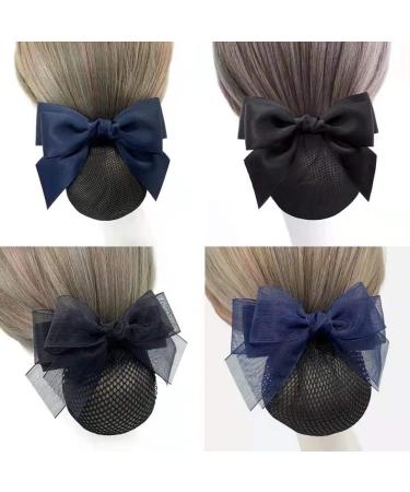 Blue Hair Snood Net Barrette - Women's Mesh Clip Bun Cover and Bow Headdress - Buy Online on GoSupps.com