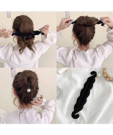 2Pcs Pearl Hair Bun Maker Set - Magic Bun Twist Curler Clips for Lazy Hairstyle - Styling Tool for Girls and Women - Buy Online on GoSupps.com