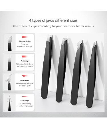 Derlaier Tweezers Set - High Precision Stainless Steel Eyebrow Tweezers for Facial Hair Removal, Ingrown Hair, and Splinter Removal - Buy Online on GoSupps.com