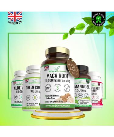 180 Maca Root Capsules - Vegan 10,000mg (3 Months Supply) Made in UK - High Strength Peruvian Black & Yellow Maca - Buy Online on GoSupps.com