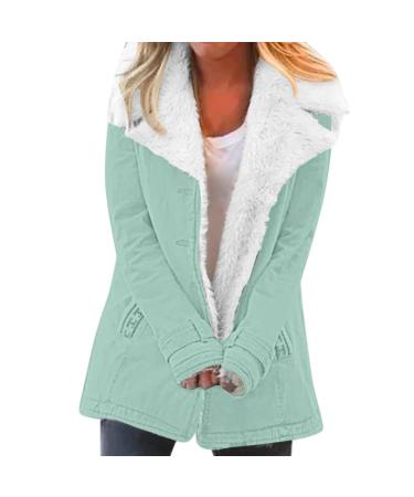 Hanxiulin plush jacket oversize warm lined fleecemantel ceiling hoodie women oversize long -sleeved stand -up collar upper clothing warm outdoor breathable women's coat elegant jacket winter jacket s mint green