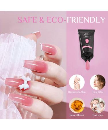 Kastiny Poly Extension Gel Nail Kit - 6 Colors with UV Lamp, All-in-One DIY Manicure Kit for Valentine's & New Year Gift - Milky, Light Pink, Nude Pink - Buy Online on GoSupps.com