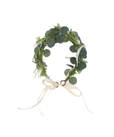 Floral Headpiece Floral Crown Eucalyptus Wreath Artificial Green Garland Headbands Eucalyptus Wreath for Seaside Vacation Photo Props