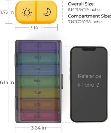 Weekly Pill Organizer 7 Day AM PM FULLOT Easy-Open Pill Box for Vitamins Fish Oil & Supplements High Capacity & Convenient Design - Buy Online on GoSupps.com