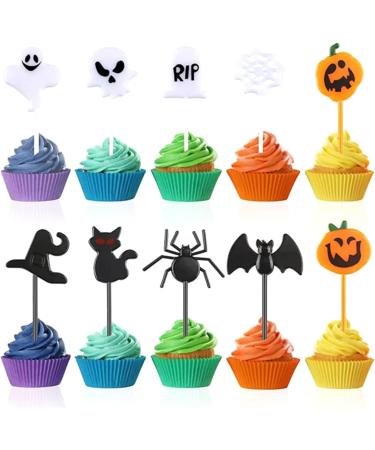 Avejjbaey Halloween Cupcake Toppers Set Of 10 Decorating Supplies Toothsticks For Baby Shower Dessert Decoration Cupcake Toppers Random 10 - Buy Online on GoSupps.com
