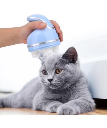 Cat Massage Device - USB Charging Scalp Massager for Pets with 4 Heads & 84 Massage Nodes - Curved Handle Blue - Buy Online on GoSupps.com