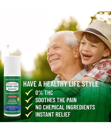 Hemp Emu Roll-On Relief Gel | Made in USA | Soothes Joint, Muscle, Back, Knee Discomfort | Premium Hemp & Emu Oil Blend with Menthol, Eucalyptus, Natural Oils | 3oz - Buy Online on GoSupps.com