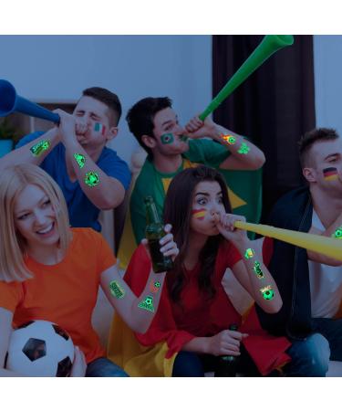 Glow in The Dark Soccer Temporary Tattoos - 10 Sheets | Waterproof Luminous Tattoo Stickers for Boys and Girls | Christmas Party Decoration Supplies - Buy Online on GoSupps.com