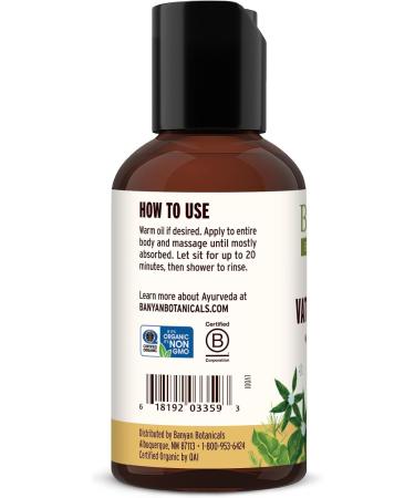 Banyan Botanicals Vata Massage Oil Organic Herbal Massage Oil for Calm & Relaxation Ayurvedic Oil with Organic Ashwagandha  - 2 Oz - Buy Online on GoSupps.com