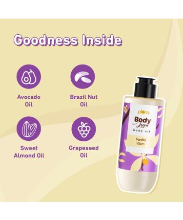 Plum Vanilla Body Oil with Avocado Oil Coconut Oil & Carrot Seed Oil 100% Pure Moisturizing Oil Detoxifying Omega-3 Fatty Acids Vitamins A D E for Nourishing Paraben & Silicone Free 6.7 Fl Oz Vanilla Vibes - Buy Online on GoSupps.com