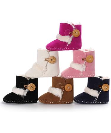 EDOTON Baby Warm Booties with Button Design | Soft Non-slip Sole Snow Boots for 0-6 Months | Pink - Buy Online on GoSupps.com
