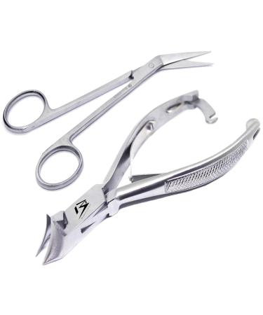BeautyTytrack Podologist nail clippers - nail tongs for thick toenails - extra long nail scissors for fingernails & toenails - foot care instruments - nail snap in leather safety pocket