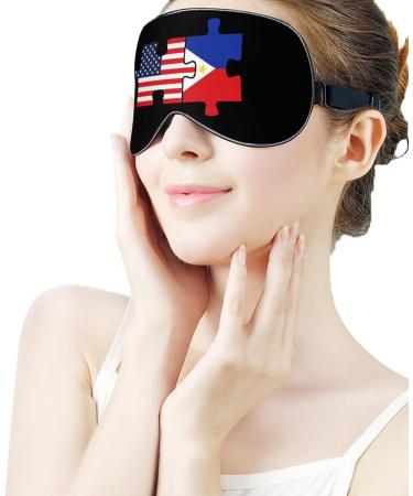 USA and Philippines Flags Puzzle Sleep Mask - Adjustable Strap Eye Cover for Sleeping, Blocks Light, Ideal for Night Travel and Naps - Men and Women - Buy Online on GoSupps.com