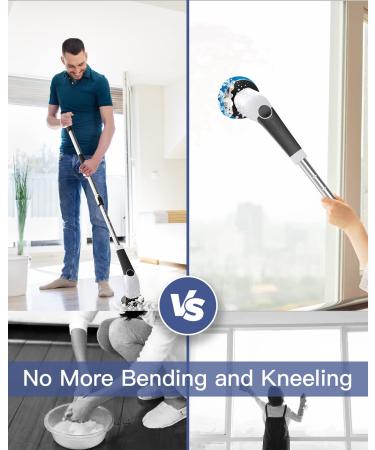 Leebein 2023 Electric Spin Scrubber: Cordless Cleaning Brush with 8 Brush Heads & Extension Handle - White - Buy Online on GoSupps.com