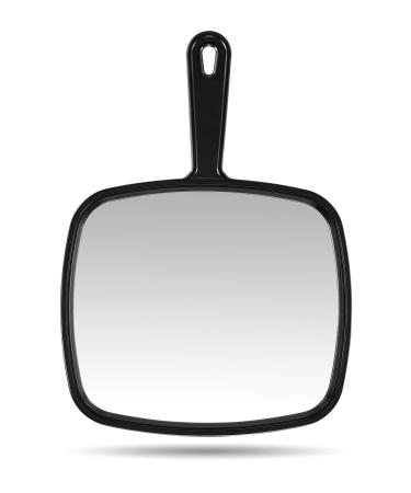 Gladmart Hand Mirror Salon Barber Hairdressing Handheld Mirror with Handle(Square Black 9 x12.4 inches)