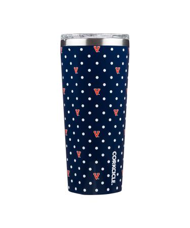 Tumbler - 24oz NCAA Triple Insulated Stainless Steel Travel Mug, University of Virginia Cavaliers, Polka Dot