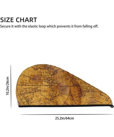 Vintage Map Microfiber Hair Towel | Soft Super Absorbent Hair Wrap for Long Curly & Thick Hair | Quick Dry Coral Velvet Cap for Women - Buy Online on GoSupps.com