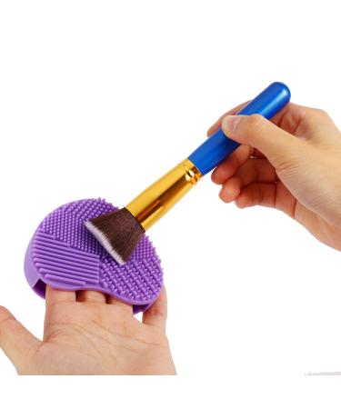 7 Colors Makeup Brush Cleaner Mat - Silicone Heart Glove Scrubber for Easy Cleaning | Purple Makeup Brush Cleaning Pad - Buy Online on GoSupps.com